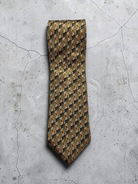 Vintage XMI for Nordstrom Gold Geometric Silk Tie
